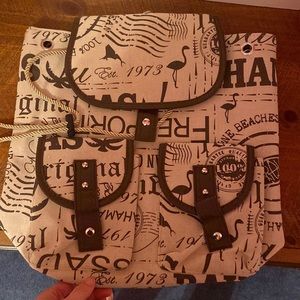 tan and brown bag from the Bahamas.